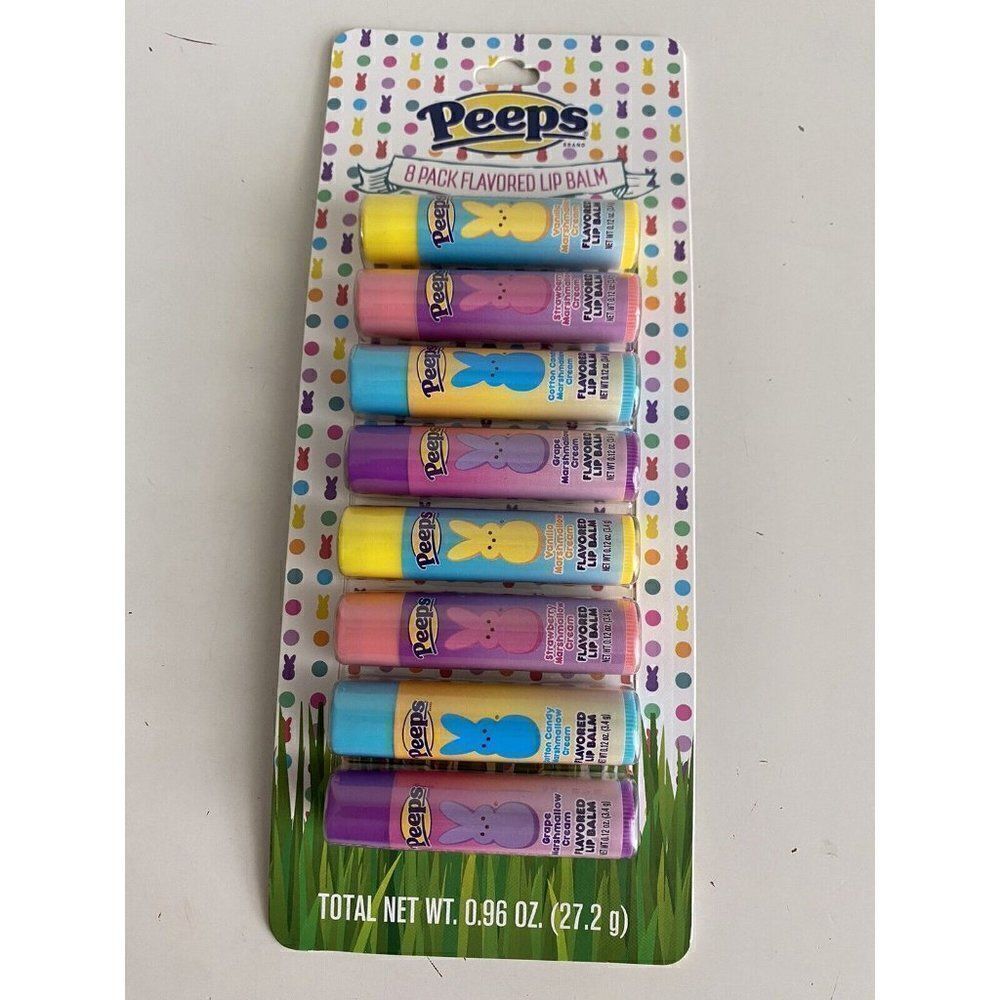 8 Pack Peeps Flavored Lip Balm Easter Basket Stuffer‎ Cotton Candy Vanilla Grape